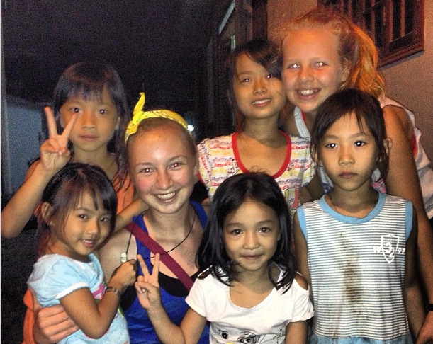 From Evie – “Best night so far! We ate dinner at a local family’s house and were entertained by these adorable young girls! We sang songs, danced, gave piggyback rides and laughed all night! #nieceproject”