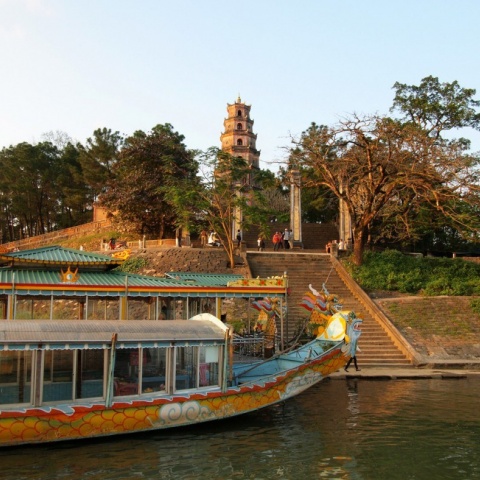 Thiên Mụ Pagoda viewed from a dragon boat